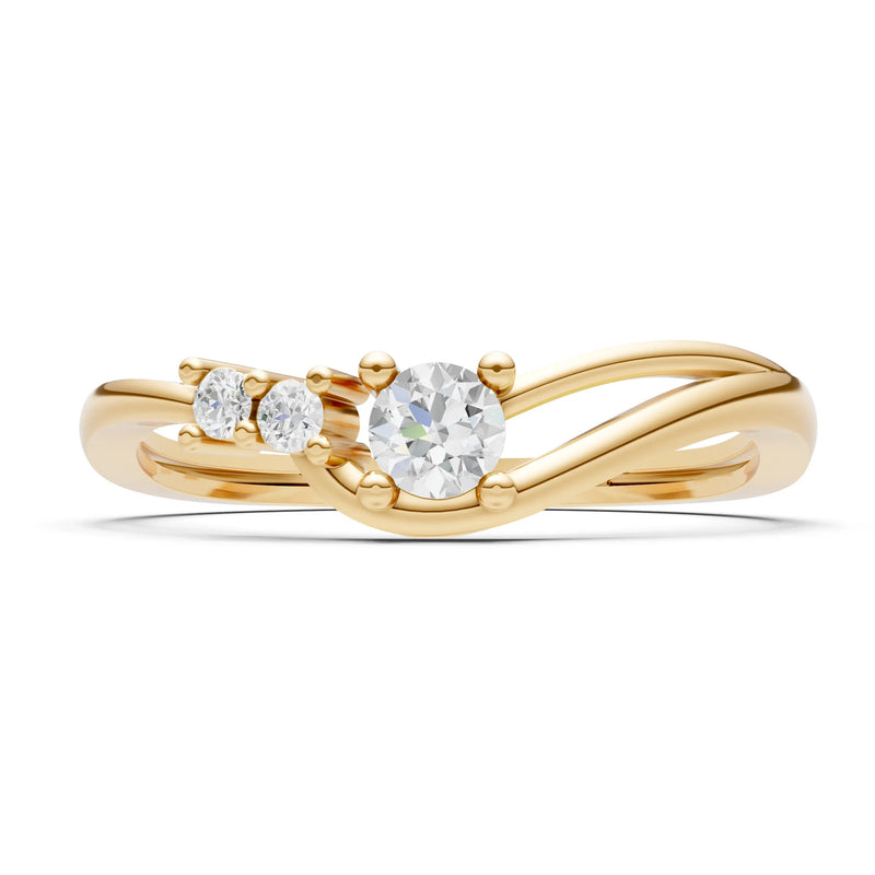 Dainty Three-Stone Curved Accent Ring - Round