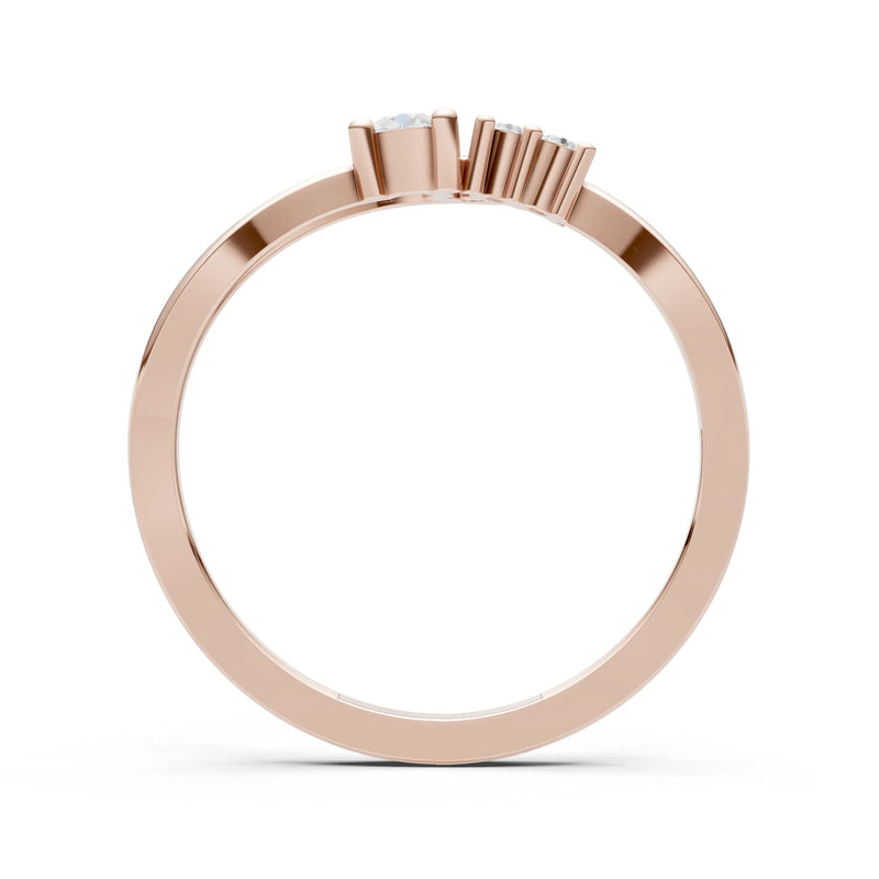 Dainty Three-Stone Curved Accent Ring - Round