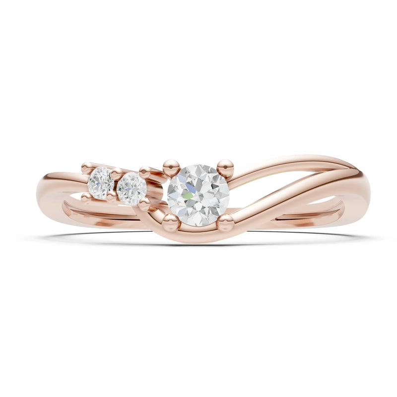 Dainty Three-Stone Curved Accent Ring - Round