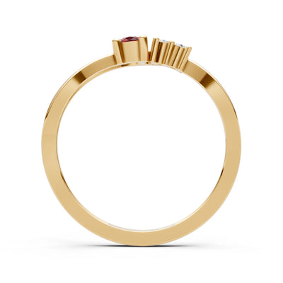 Dainty Three-Stone Curved Accent Ring - Round