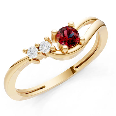 Dainty Three-Stone Curved Accent Ring - Round