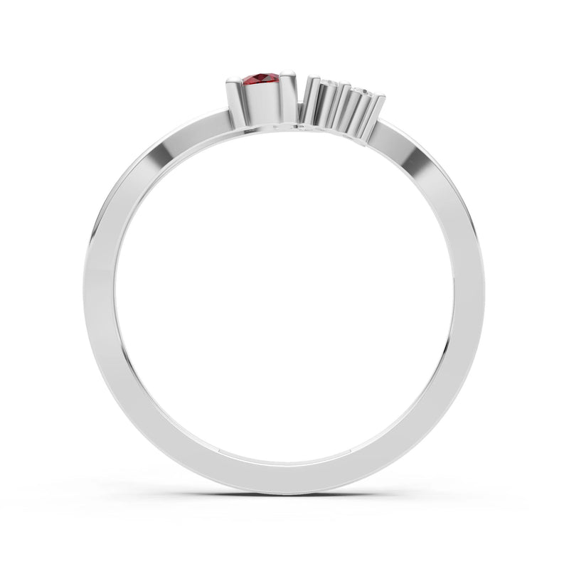 Dainty Three-Stone Curved Accent Ring - Round