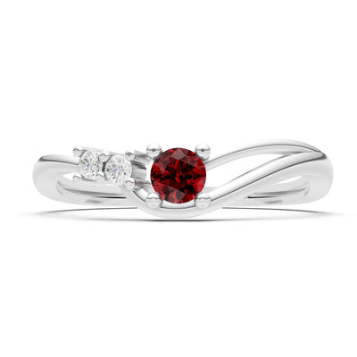 Dainty Three-Stone Curved Accent Ring - Round