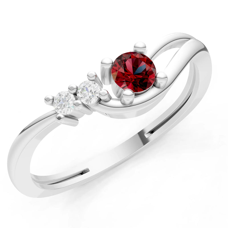Dainty Three-Stone Curved Accent Ring - Round