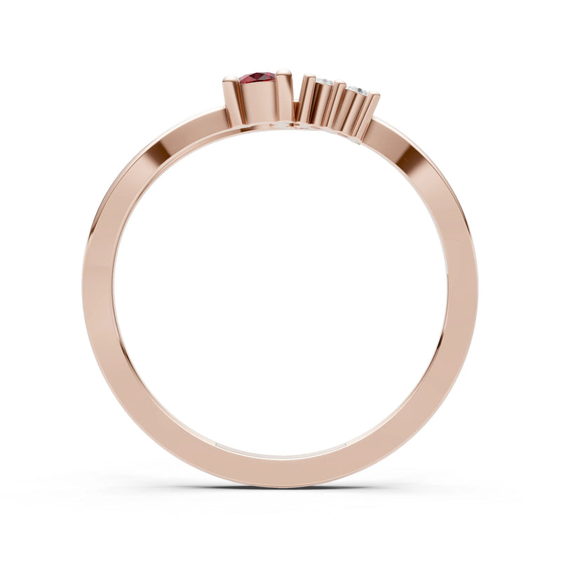 Dainty Three-Stone Curved Accent Ring - Round