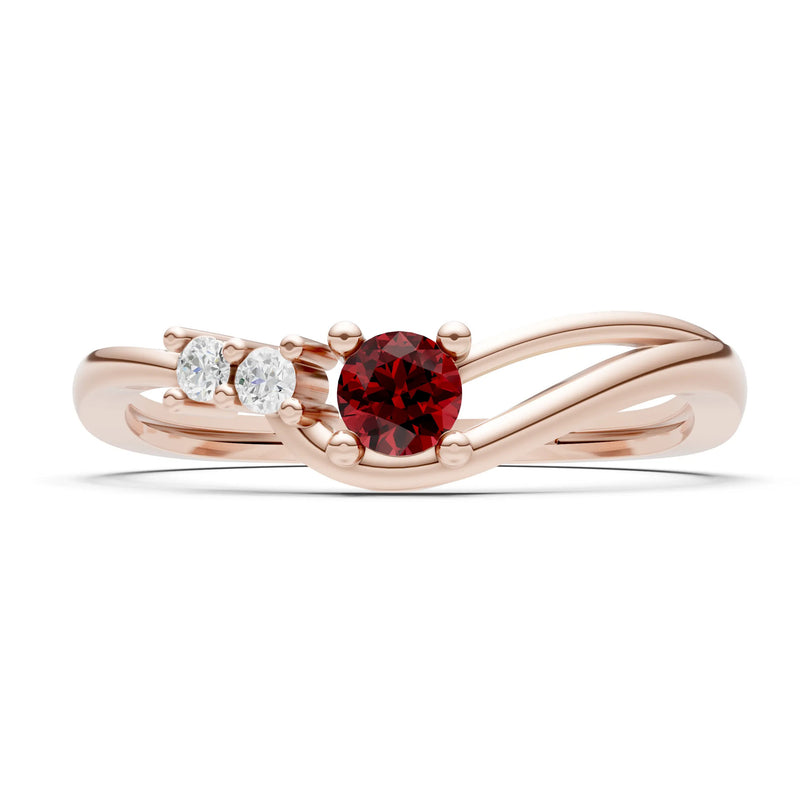 Dainty Three-Stone Curved Accent Ring - Round