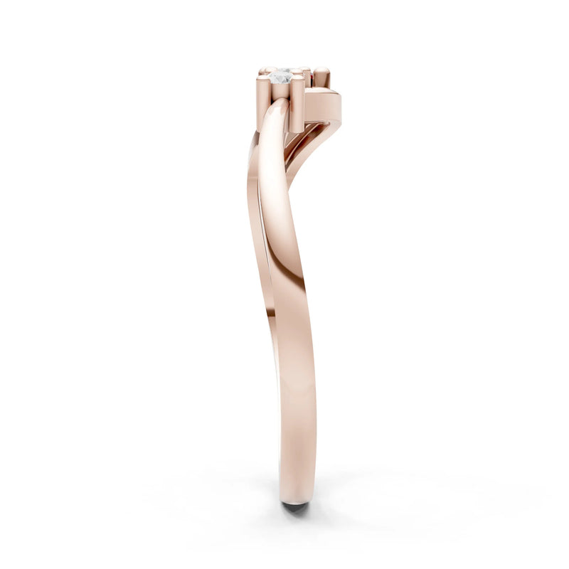Dainty Three-Stone Curved Accent Ring - Round