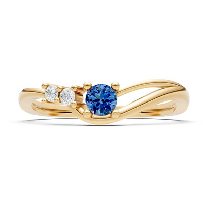 Dainty Three-Stone Curved Accent Ring - Round
