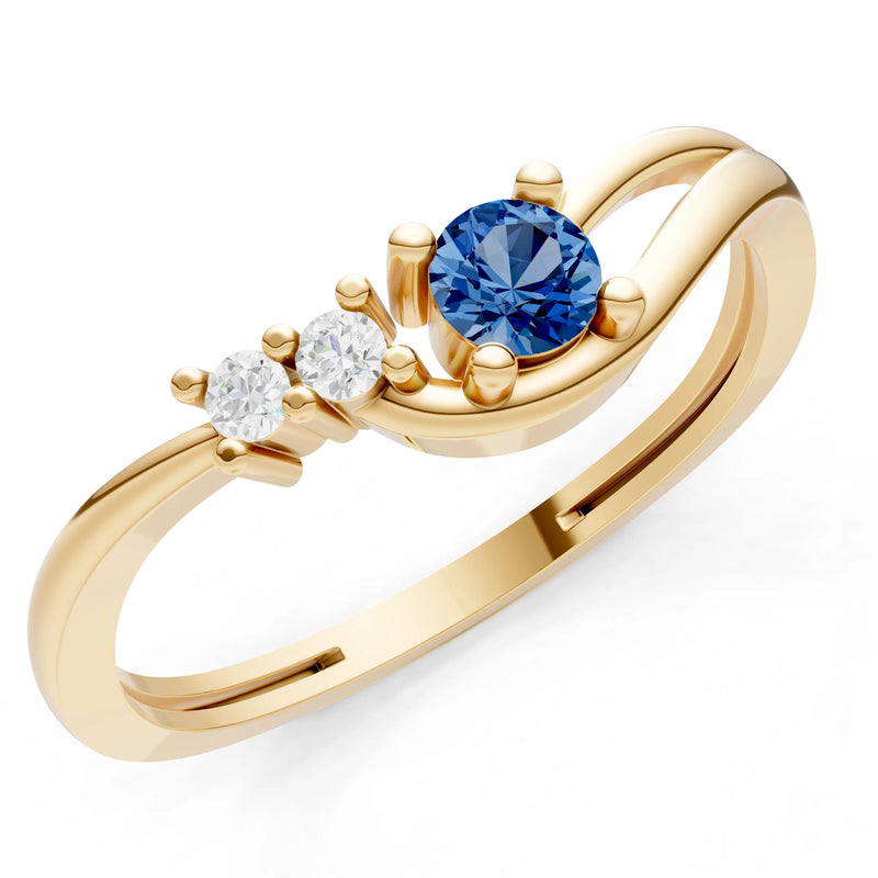 Dainty Three-Stone Curved Accent Ring - Round