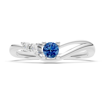 Dainty Three-Stone Curved Accent Ring - Round