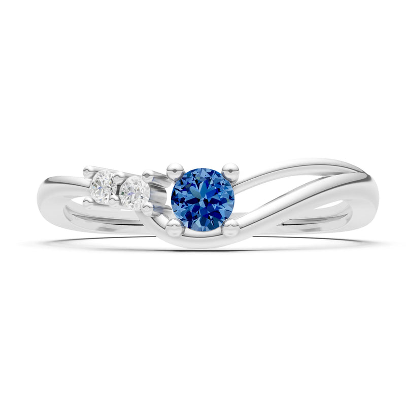 Dainty Three-Stone Curved Accent Ring - Round