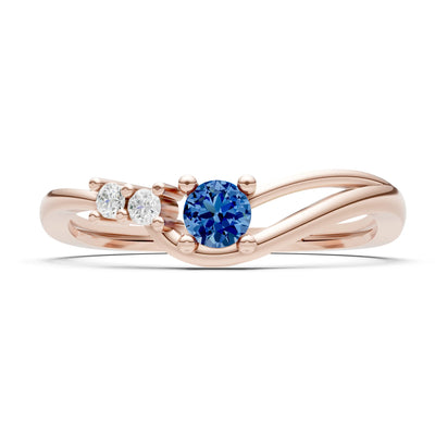 Dainty Three-Stone Curved Accent Ring - Round