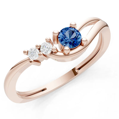 Dainty Three-Stone Curved Accent Ring - Round
