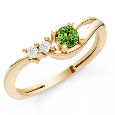 Dainty Three-Stone Curved Accent Ring - Round