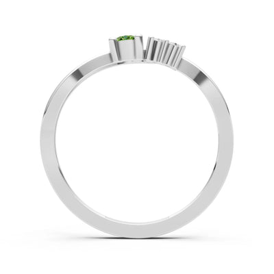 Dainty Three-Stone Curved Accent Ring - Round