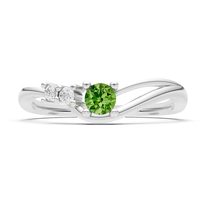 Dainty Three-Stone Curved Accent Ring - Round