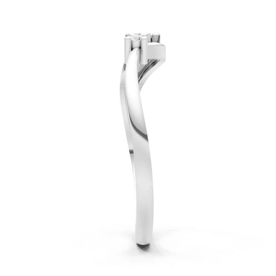 Dainty Three-Stone Curved Accent Ring - Round