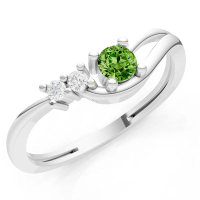 Dainty Three-Stone Curved Accent Ring - Round