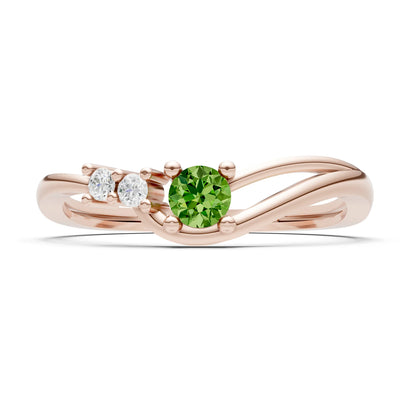 Dainty Three-Stone Curved Accent Ring - Round