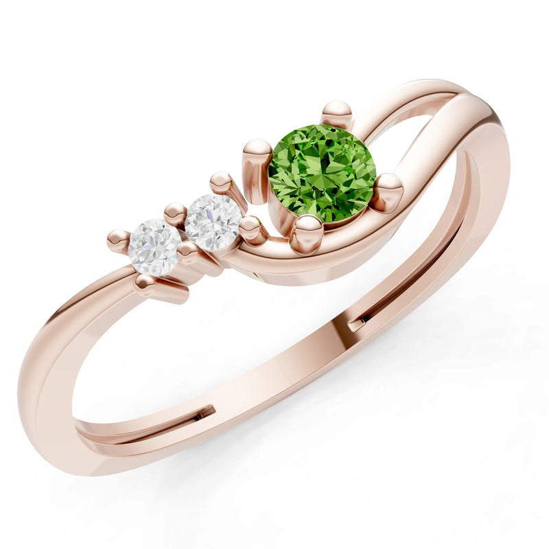 Dainty Three-Stone Curved Accent Ring - Round