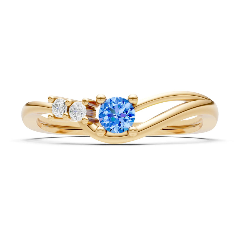 Dainty Three-Stone Curved Accent Ring - Round