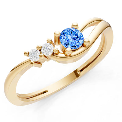 Dainty Three-Stone Curved Accent Ring - Round