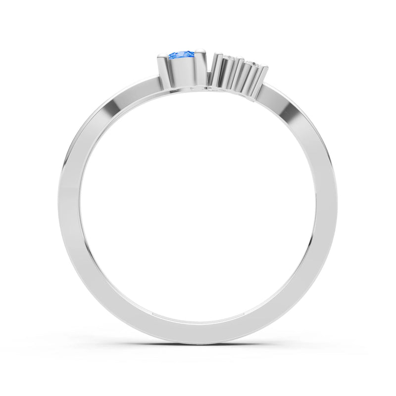 Dainty Three-Stone Curved Accent Ring - Round