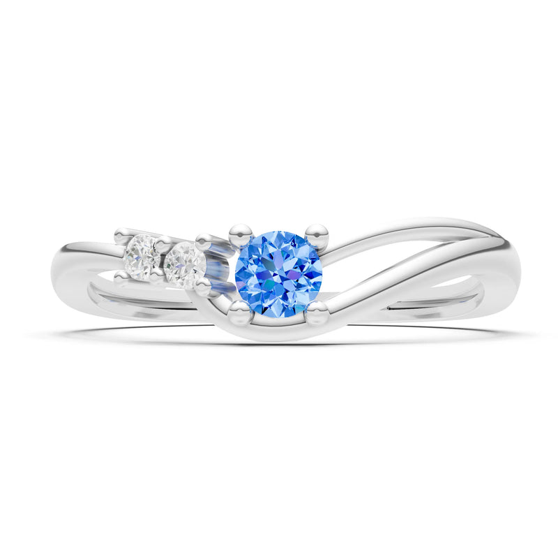 Dainty Three-Stone Curved Accent Ring - Round