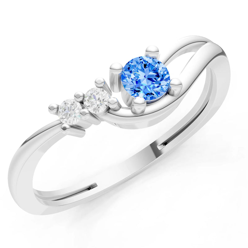 Dainty Three-Stone Curved Accent Ring - Round
