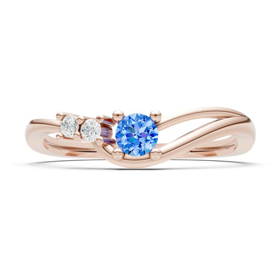 Dainty Three-Stone Curved Accent Ring - Round