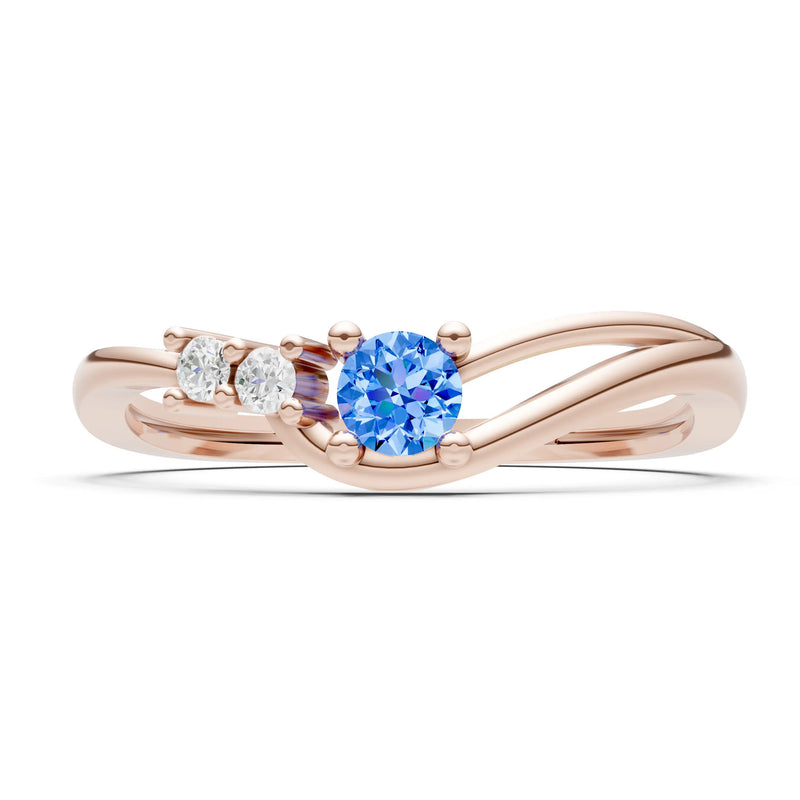 Dainty Three-Stone Curved Accent Ring - Round