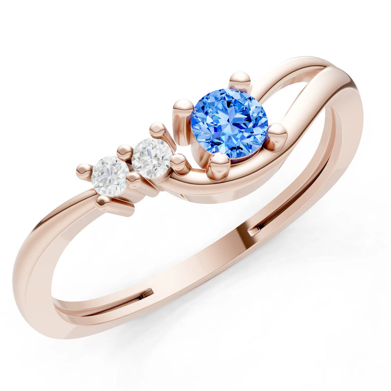 Dainty Three-Stone Curved Accent Ring - Round