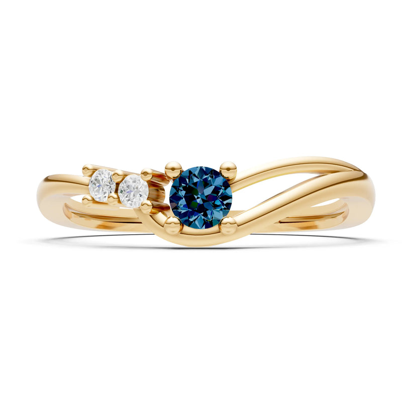 Dainty Three-Stone Curved Accent Ring - Round