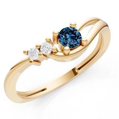 Dainty Three-Stone Curved Accent Ring - Round