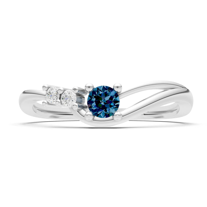 Dainty Three-Stone Curved Accent Ring - Round