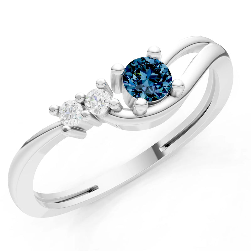 Dainty Three-Stone Curved Accent Ring - Round