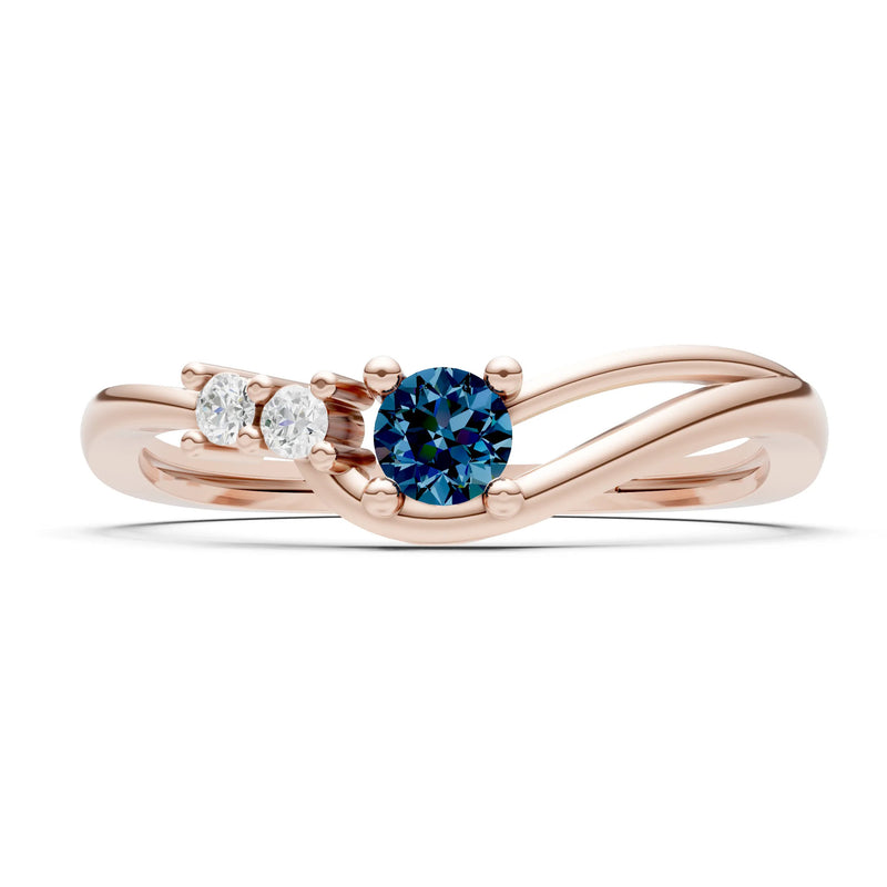 Dainty Three-Stone Curved Accent Ring - Round
