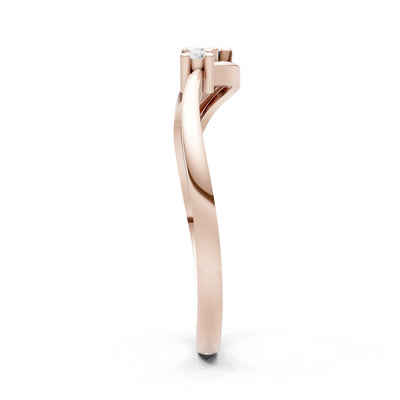 Dainty Three-Stone Curved Accent Ring - Round