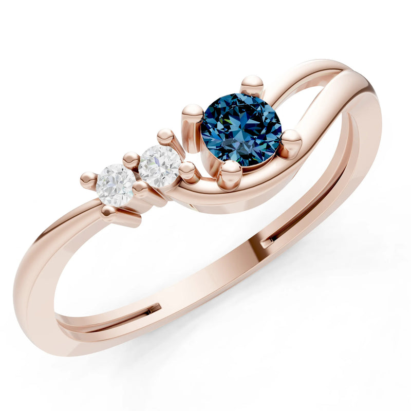 Dainty Three-Stone Curved Accent Ring - Round