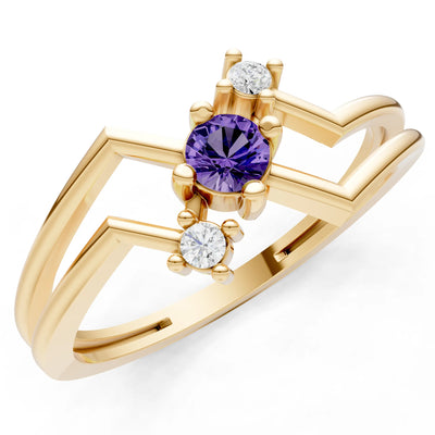 Dainty Geometric Multi-Stone Stacking Ring