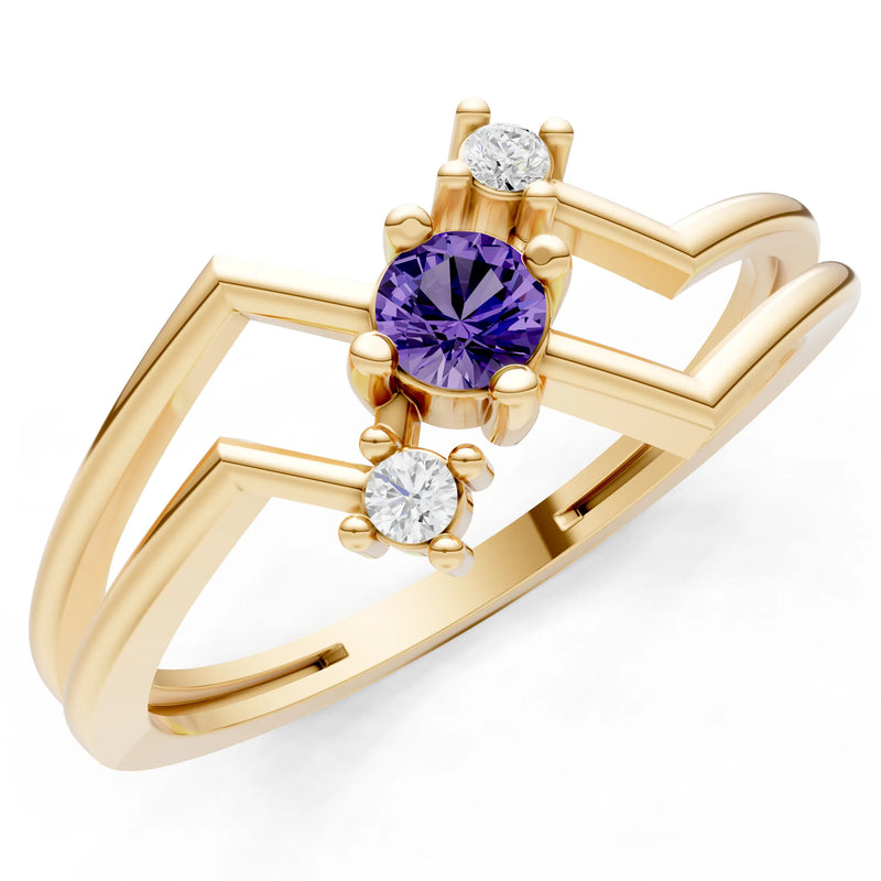 Dainty Geometric Multi-Stone Stacking Ring
