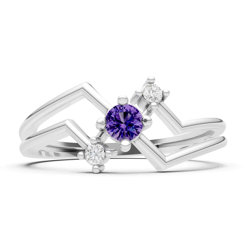 Dainty Geometric Multi-Stone Stacking Ring