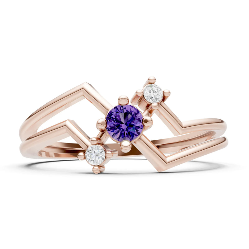 Dainty Geometric Multi-Stone Stacking Ring