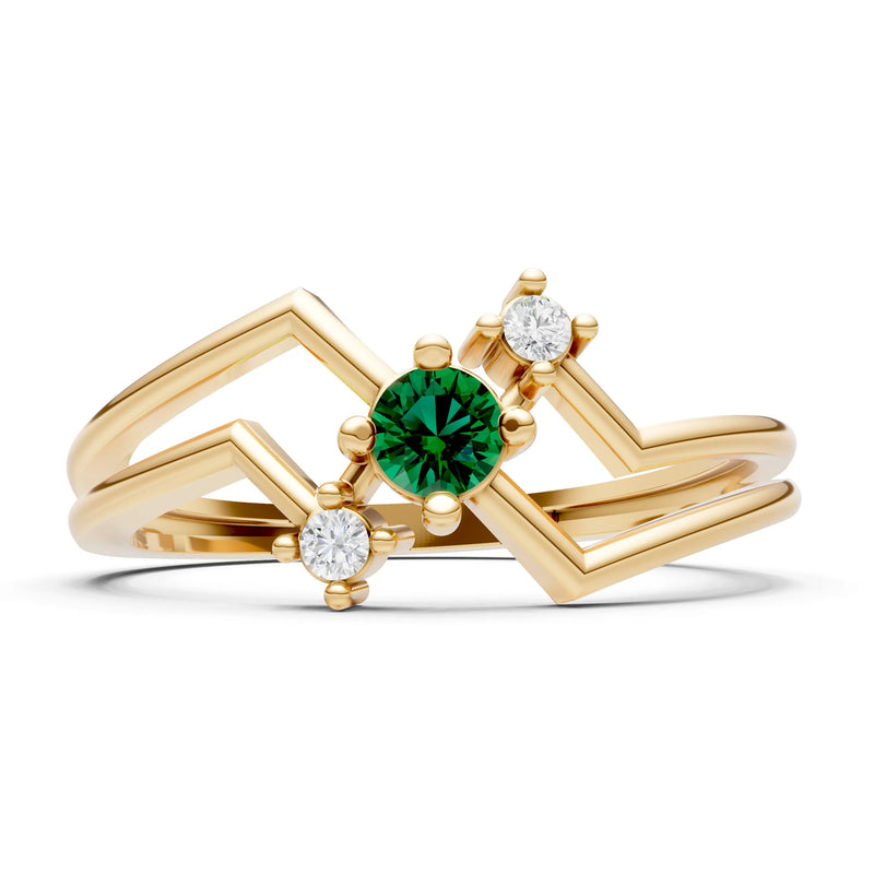 Dainty Geometric Multi-Stone Stacking Ring