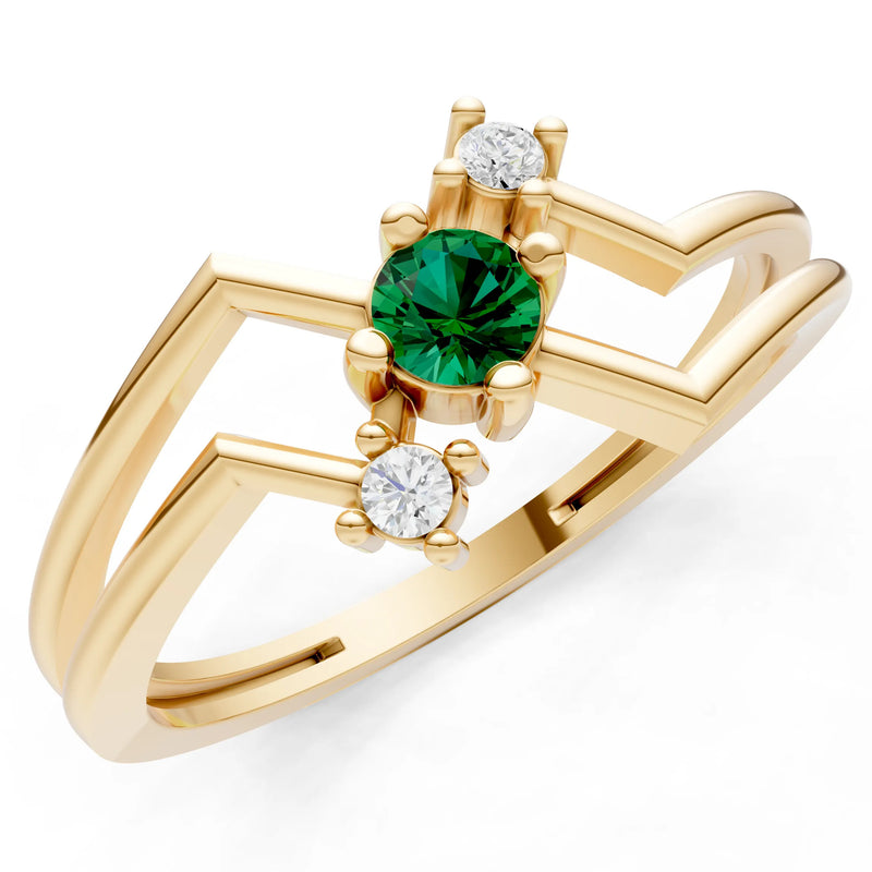 Dainty Geometric Multi-Stone Stacking Ring