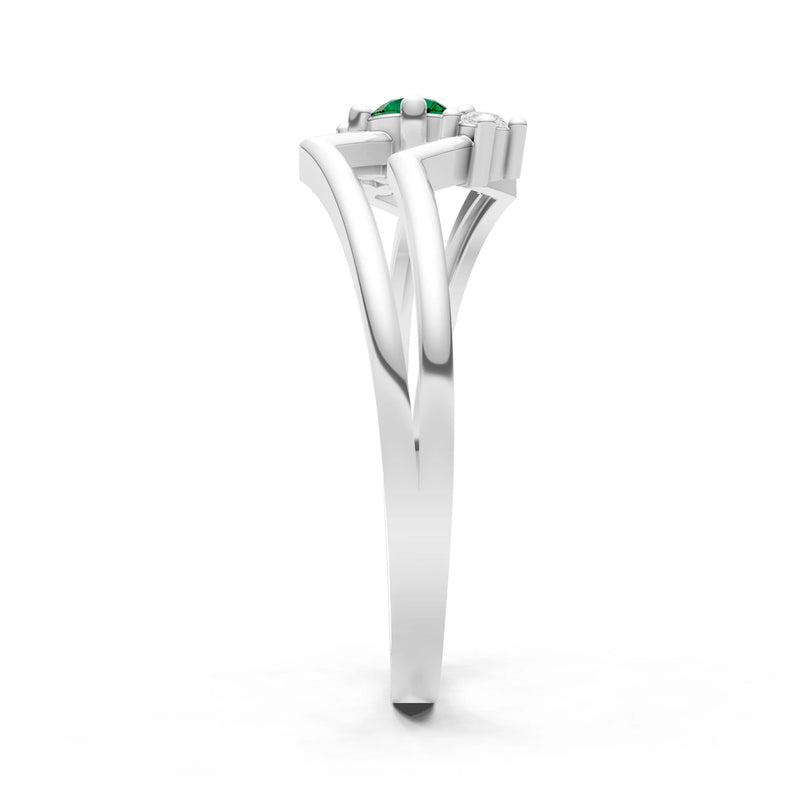 Emerald Dainty Geometric Multi-Stone Stacking Ring