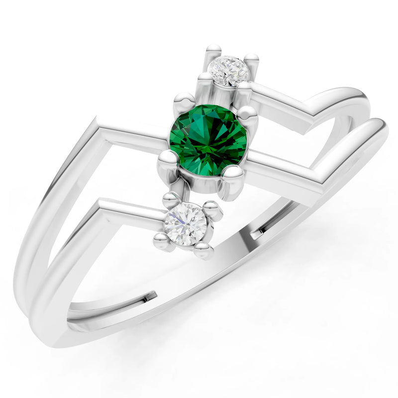 Emerald Dainty Geometric Multi-Stone Stacking Ring