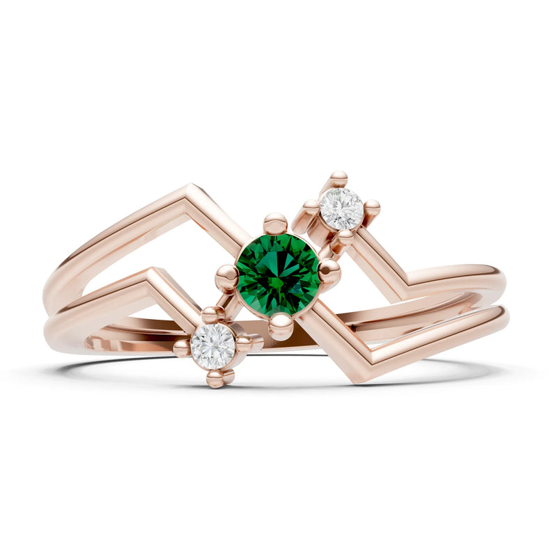 Dainty Geometric Multi-Stone Stacking Ring