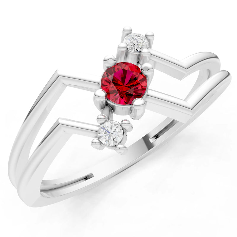 Ruby Dainty Geometric Multi-Stone Stacking Ring