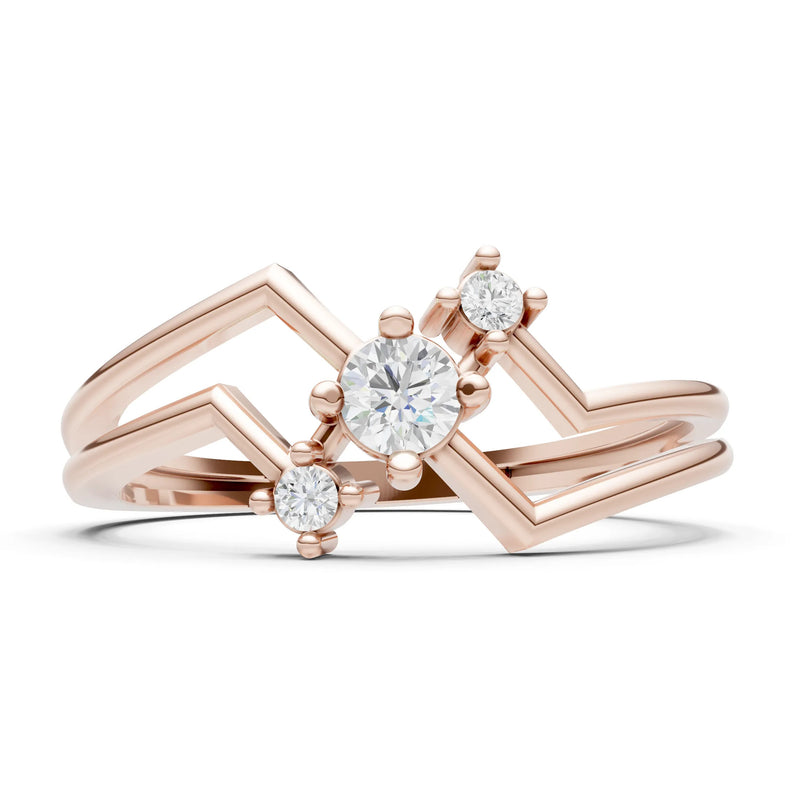 Diamond Dainty Geometric Multi-Stone Stacking Ring